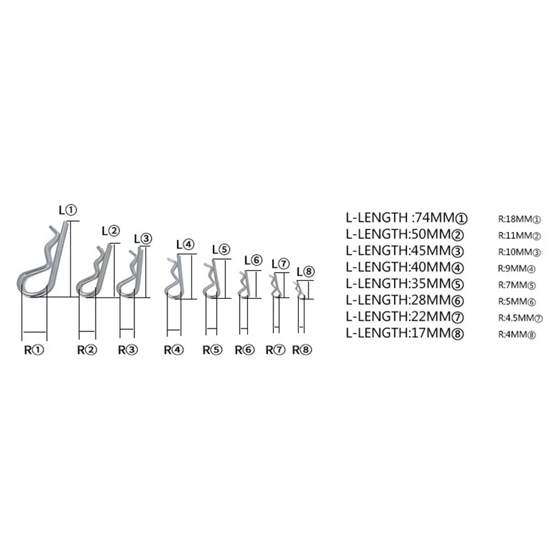 Cotter Pin And R Pin Kits Metal Pins R-type Cotter Pins Wave Latch Bolt Locking Pin Split Pin Tractor Clip Mechanical Hitch Carbon Steel R Type