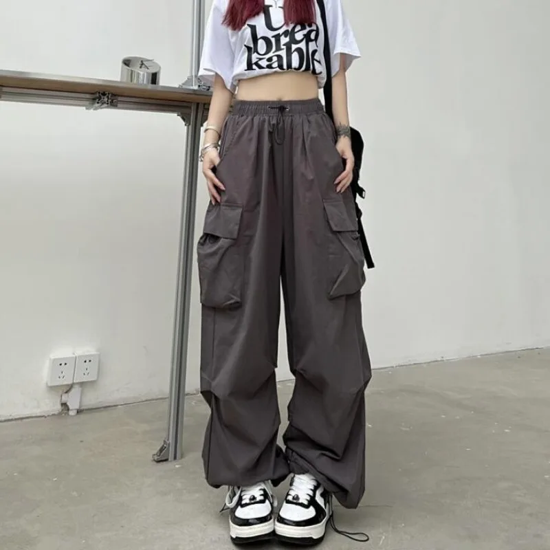 

2023 Harajuku Cargo Parachute Pants for Women Jogging Female Oversize Hippie Trousers Black Loose Casual Sweatpants Safari Style