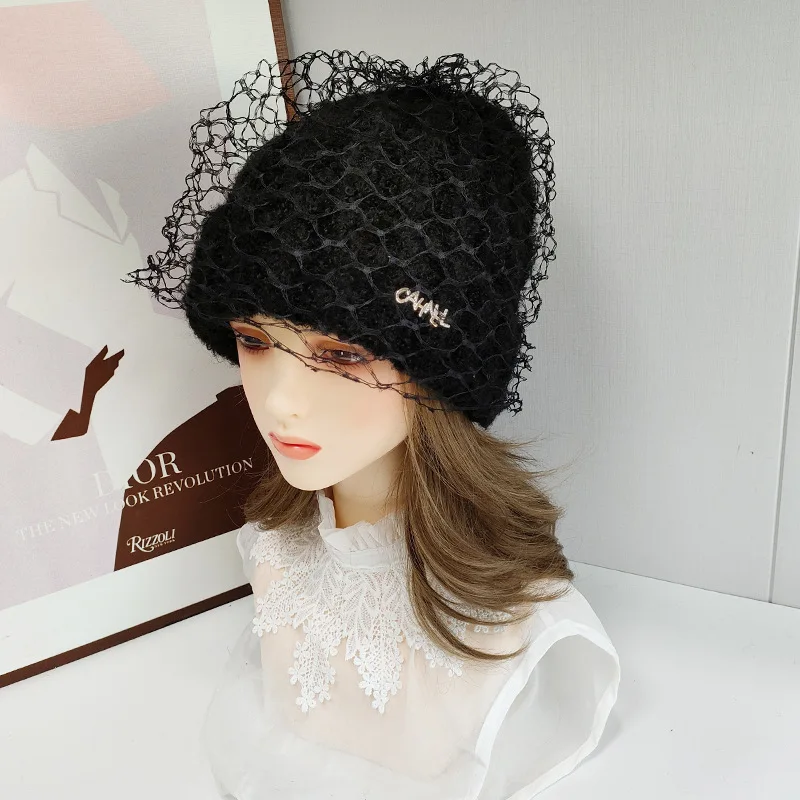 Hat Veil Women Winter Acrylic Knit Beanie Warm Accessory For Cold Weather Autumn Sports Skiing Outdoor Holiday 3