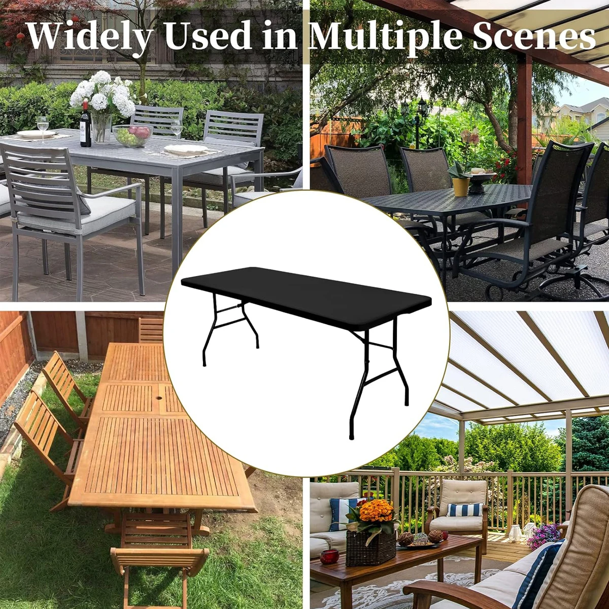 Elastic Fitted Fabric Rectangle Table Cloth 3 Size Folding Tables Washable Picnic Camping Indoor & Outdoor Table Slipcover table cloth