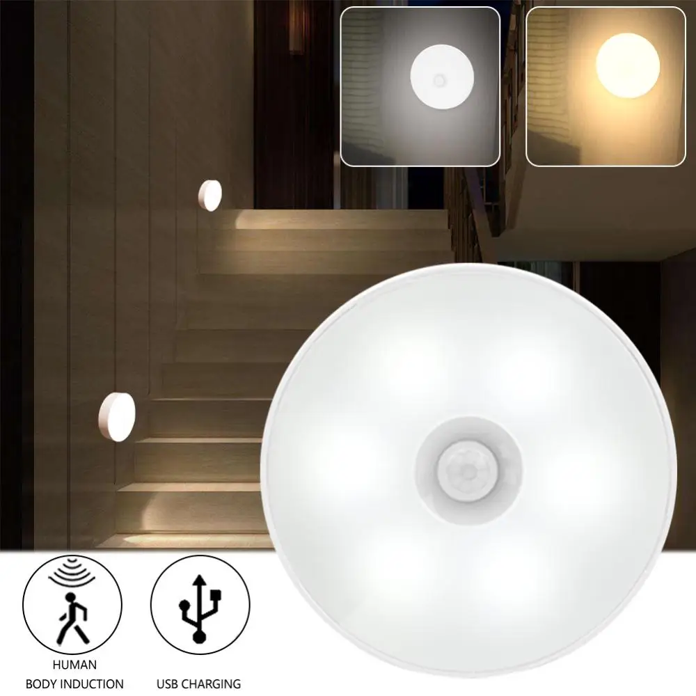 

Motion Sensor Night Light Intelligent Body Light Sensor USB Charging Night Lamp Bedroom Use For Kitchen Bathroom Closet