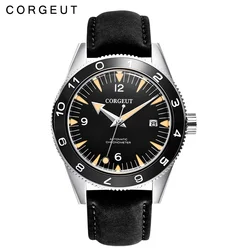 CORGEUT New 41mm Men Business Luxury Watch NH35 Automatic Mechanical Sapphire Glass Mens Glow Watches Waterproof Cowhide Reloj