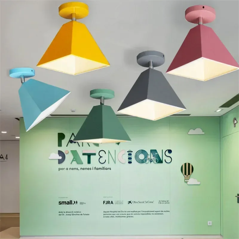 New Macaron Ceiling Lamps, Aisle Bedroom, LED Creative Personality, Modern Simple Color Iron Home Lighting, Multi-color Optional