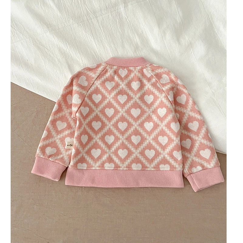 FOCUSNORM 2 Colors Baby Girl Cardigan Sweater 0-24M Long Sleeve Button Closure Heart Knit Warm Coat Clothes for Valentines Day