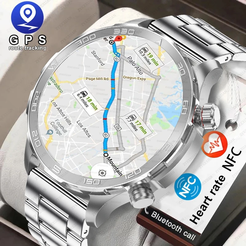 

New Smart Watch Men Military For Android IOS Heart rate IP68 Waterproof Watches Bluetooth Call Smartwatch GPS Motion Trajectory