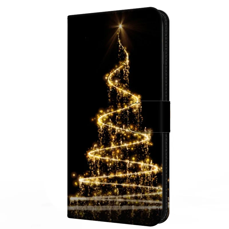 Leather Christmas Flip Wallet Phone Case - Elegant Design with Cute Holiday Theme