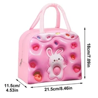 Cartoon Insulated Lunch Box Bag Handheld Bento Bag 3D Lunch Insulation Bag Aluminum Foil Thick Lunch Box Bag Cute Bunny for Girl 2