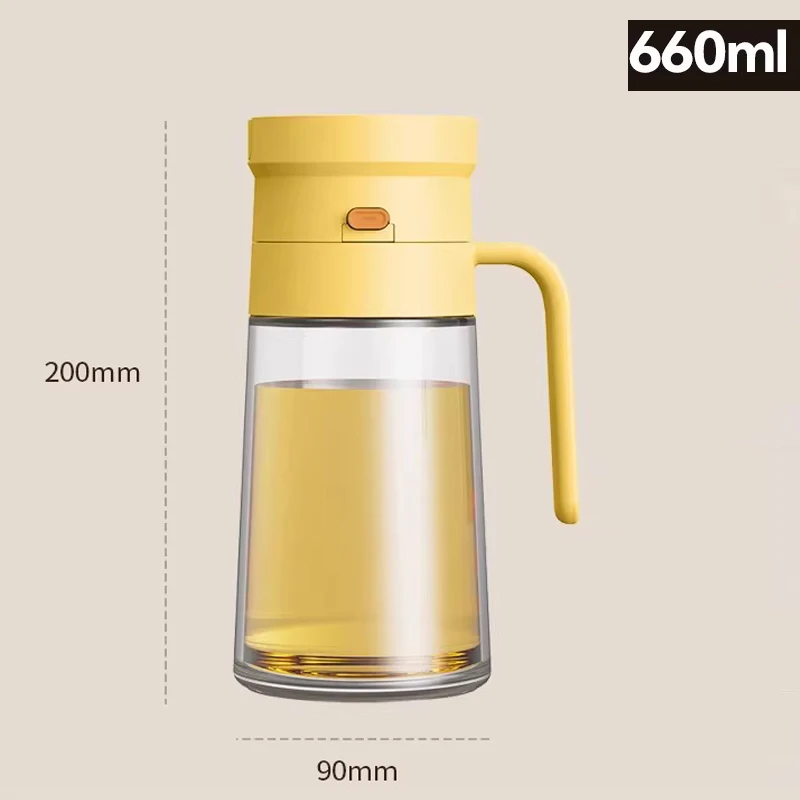 Glass Oil Pot, Home Kitchen Leak proof Tank Soy Sauce Vinegar Seasoning Bottle, No Hanging Large Capacity Oil Bottle, 1Pc
