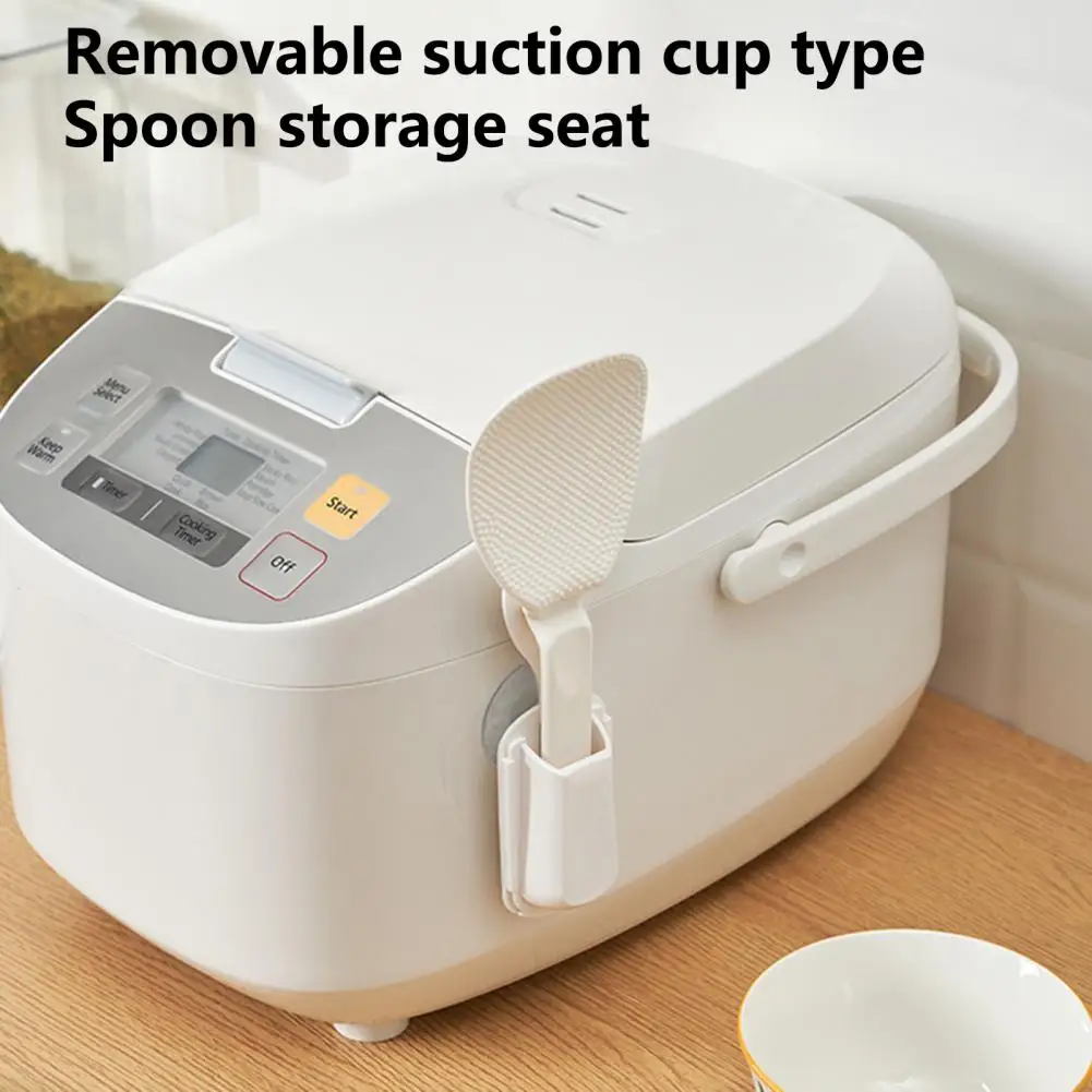 Rice Spoon Holder Strong Suction Space Saving Punch-free Suction Up Electric Cooker Rice Shovel Storage Rack Kitchen Utensil