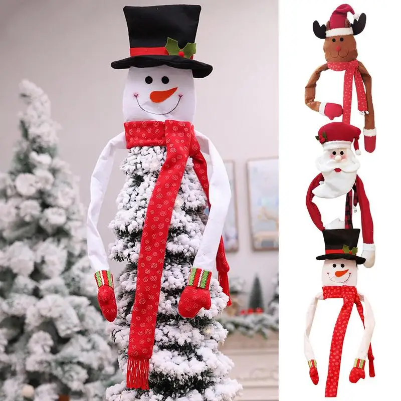 

Santa Tree Topper Decorative Christmas Tree Cartoon Long Arm Santa Claus Snowman Reusable Holiday Decoration Party supplies