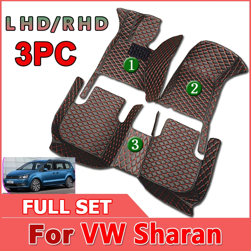 

Car Floor Mats For Volkswagen VW Sharan 7N 7seat 2010~2022 Auto Leather Floor Mat Rugs Pad Interior Parts Car Accessories 2012