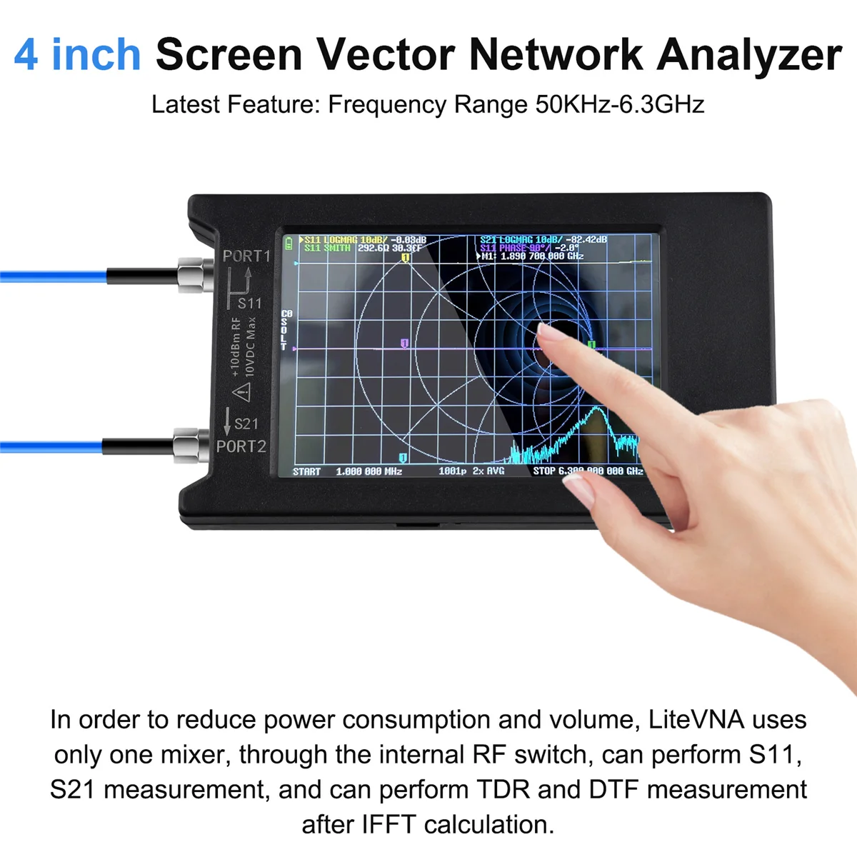 Tools New LiteVNA-64 50KHz-6.3GHz LiteVNA 4Inch Touch Screen Vector Network Analyzer HF UHF Antenna Analyzer Update of NanoVNA