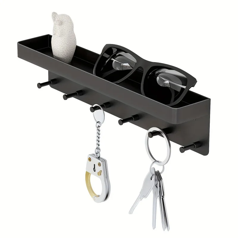Wall-Mounted Key Holder & Organizer with Hooks