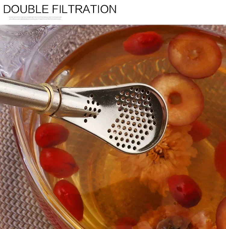 Description Picture 4 of item4pcs Yerba Mate Straw Filter +1 Brush Reusable 304 Stainless Steel Bombilla Drinking Straw Metal Tea Tools Bar Accessories