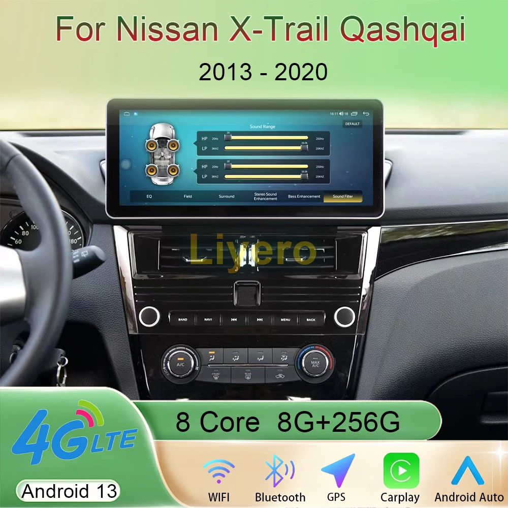 

Автомагнитола 12,3 дюймов, Android 13, для Nissan X-Trail Qashqai J11 2013-2020, стерео, мультимедийный плеер, GPS-навигация, Авторадио для Carplay 4G