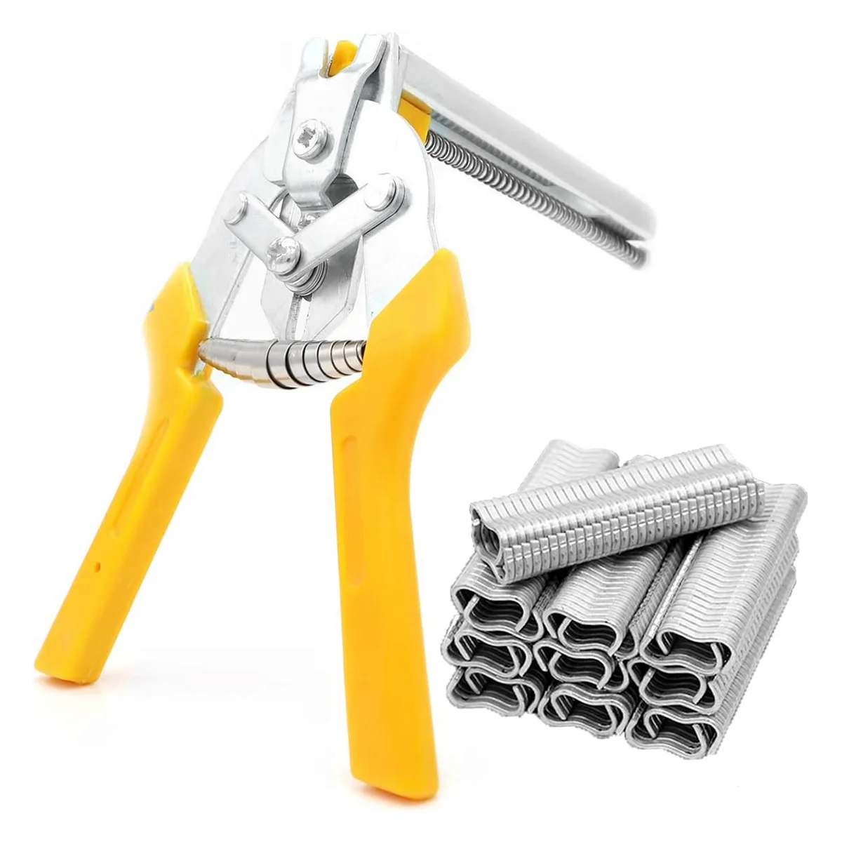 

Type M Nail Ring Pliers Kit with 2400Pcs M Clips for Fence Fastening, Upholstery Installation, Animal Cages,Yellow
