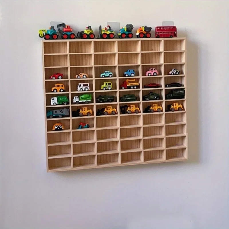 Solid Wood Storage Box Storage Box Organizer Box Storage Solid Wood Domeka Car Storage Cabinet Wall Shelf Wooden Toy Multi-Grid - 4