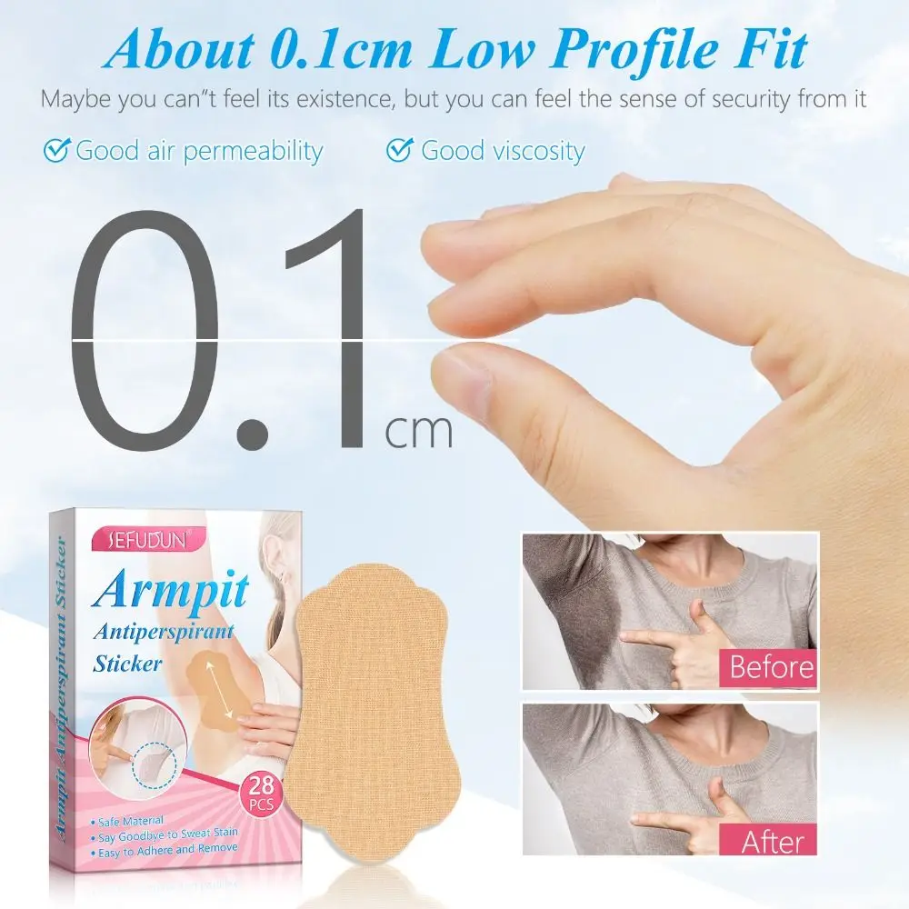 

28PCS Invisible Anti Sweat Pads Strong Absorbing Sweat Perspiration Armpits Sweat Sticker Non-ieakage Deodorant