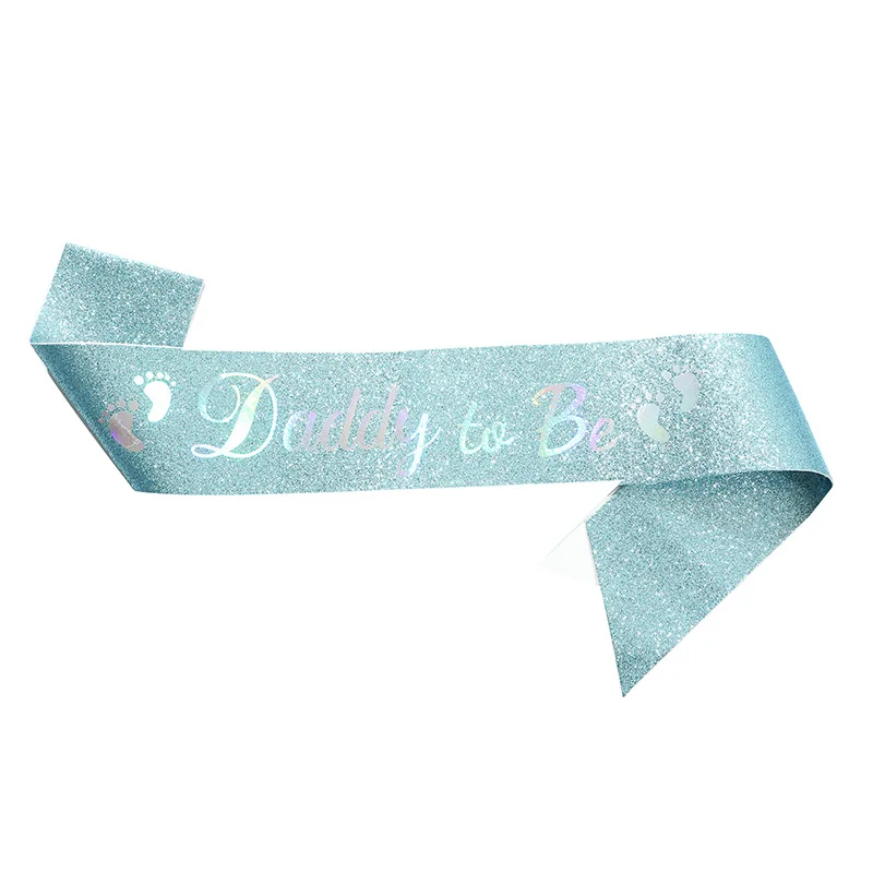 Glitter Satin Sash Set for Expectant Parents - Baby Shower & Gender Reveal Party Decoration