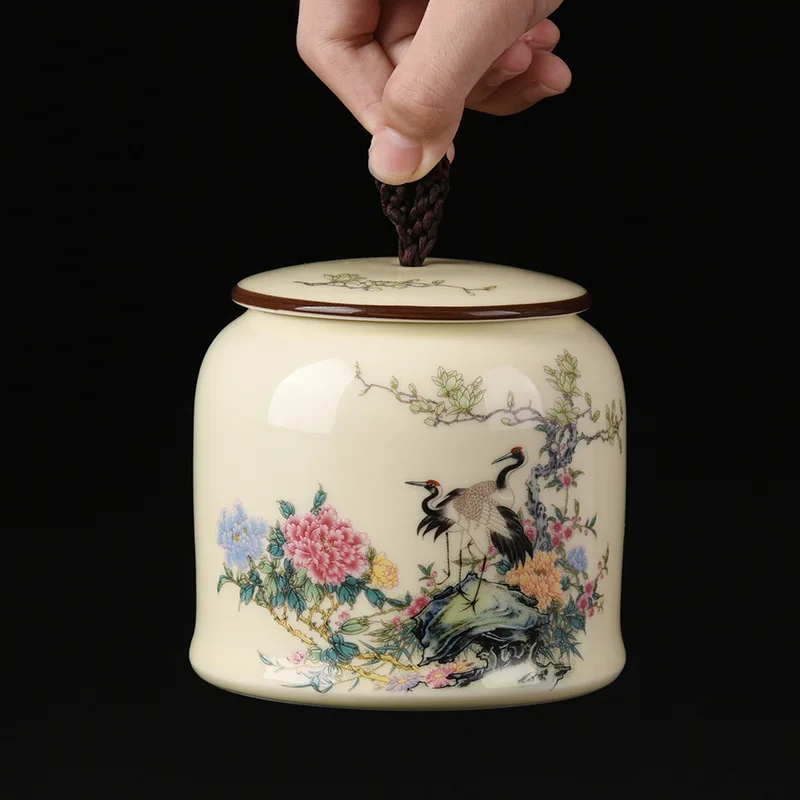 Chinese Vintage Ceramic Tea Caddy Multifunctional Storage Tea Pot Porcelain Sealed Jar Set Kitchen Container Tin Cans,tea tin box,tea canister