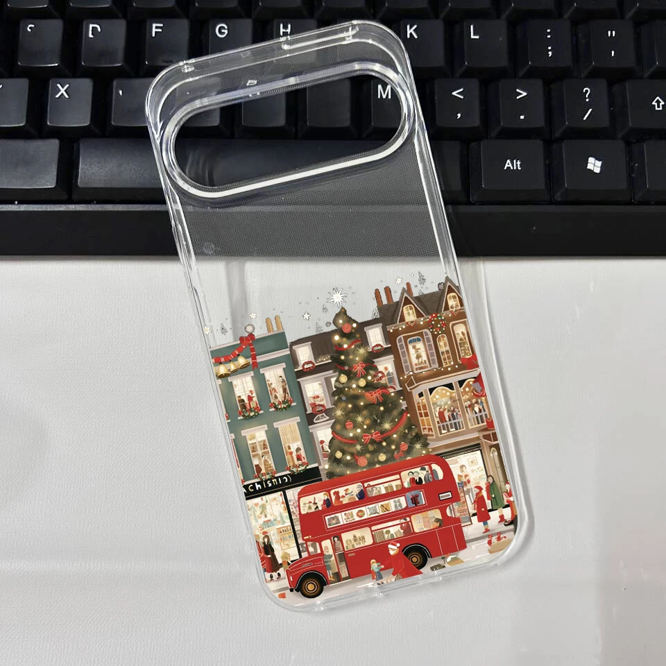 Cute Winter Snow Christmas Tree Graphic Clear Phone Case