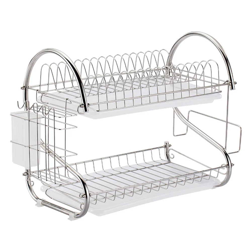 

Stainless Steel Dish Drain Rack Double Layer Storage Stand Kitchen Dishes Plates Organization Shelf Dish Drying Rack Sink