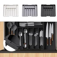 Silverware Drawer Organizer, Expandable Utensil Tray for Kitchen, Adjustable Flatware and Cutlery Holder for Spoons Forks Knives 1