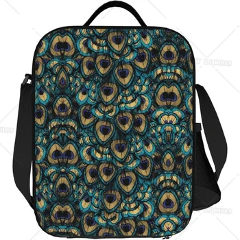 Peacock Insulated Lunch Bags for Womens Men Animal Portable Tote Container with Pocket Meal Bag for Work Picnic Outdoor