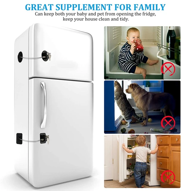 4 Pieces Fridge Lock Refrigerator Lock with 8 Keys for Children Kids,  Freezer Lock Child Safety Cabinet Lock