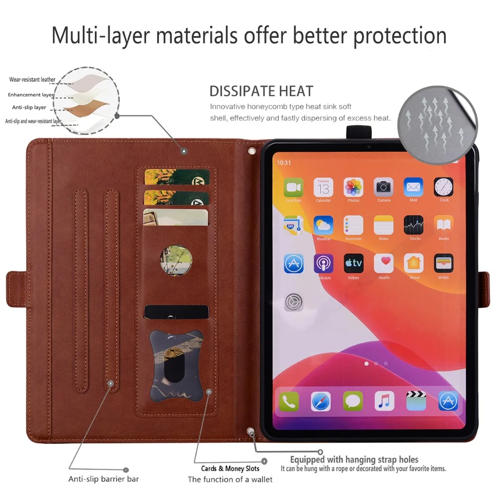 Premium Protective Flip PU Leather Tablet Case - Business Wallet Style