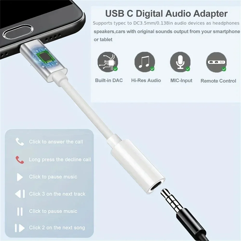 Phone Accessories Headphones Adapter Cable For iPhone 15 Pro Max Plus For Samsung Xiaomi Type C to 3.5mm Female Audio Converter