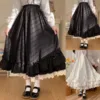 Women'S Solid Color Design Fashionable Japanese Girl Fairy Lace Half Length Skirt Black And White Maid Princess Skirt Fairy Y2k 3