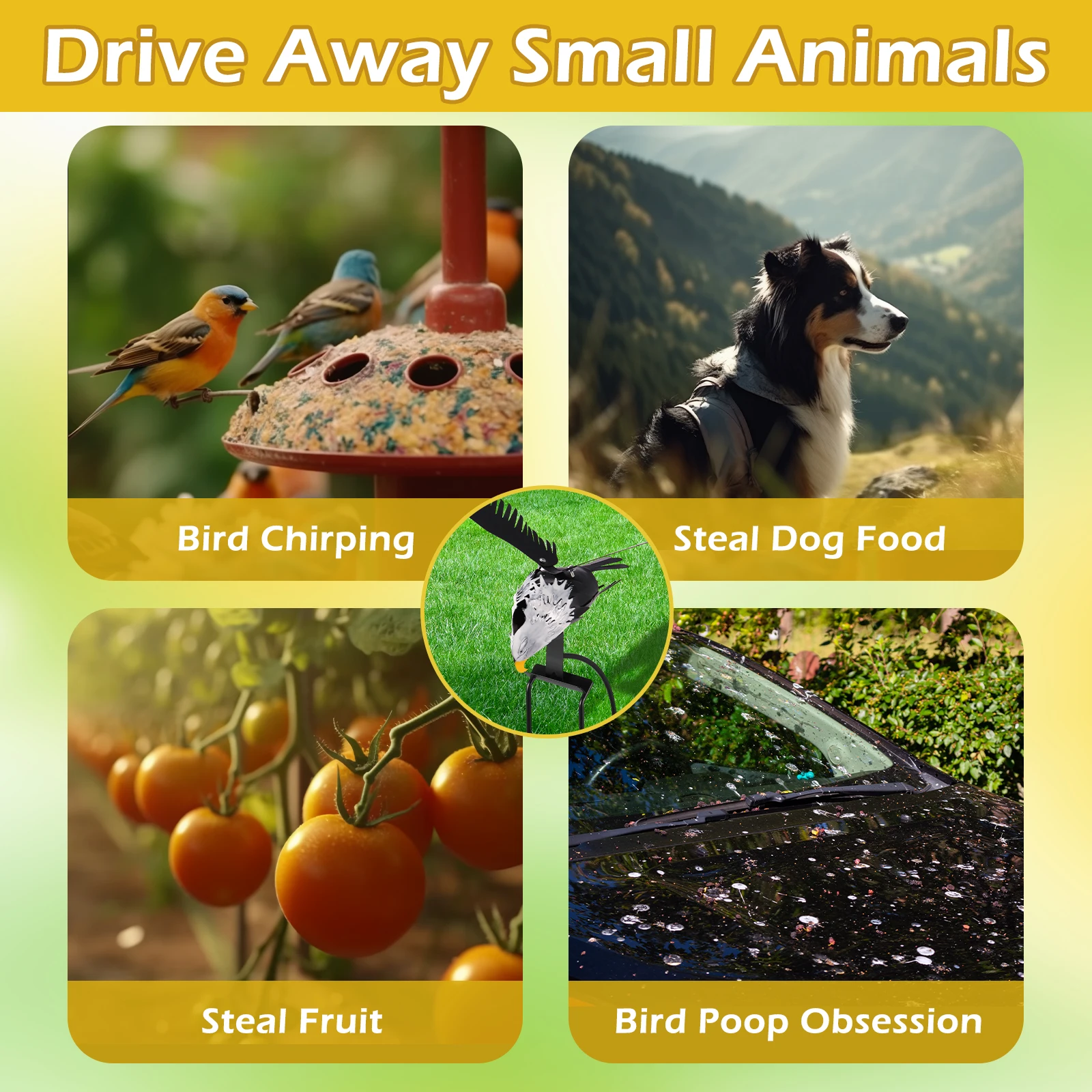 Iron Owl Wind Spinner Wing Flapping Owl Wind Chime Outdoor Eagles Metal Windmill Weather Resistant Eagle Garden Stake Decoration