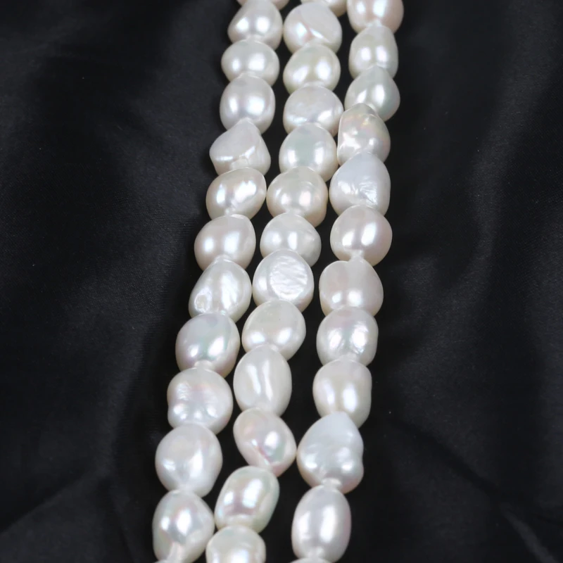 

10-11mm AAA through hole natural white real loose freshwater baroque pearl beads strand