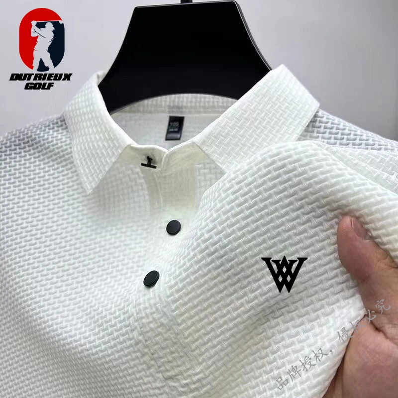 

Golf Suit Men's Lapel Ice Silk Shirt 2024 Summer New Fashionable Sportswear Quick Drying Breathable POLO Short Sleeved T-shirt