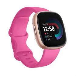 Silicone Sport Watch Band - Soft Strap Bracelet for S (5.5- 6.7inch) (Barbie powder 14)