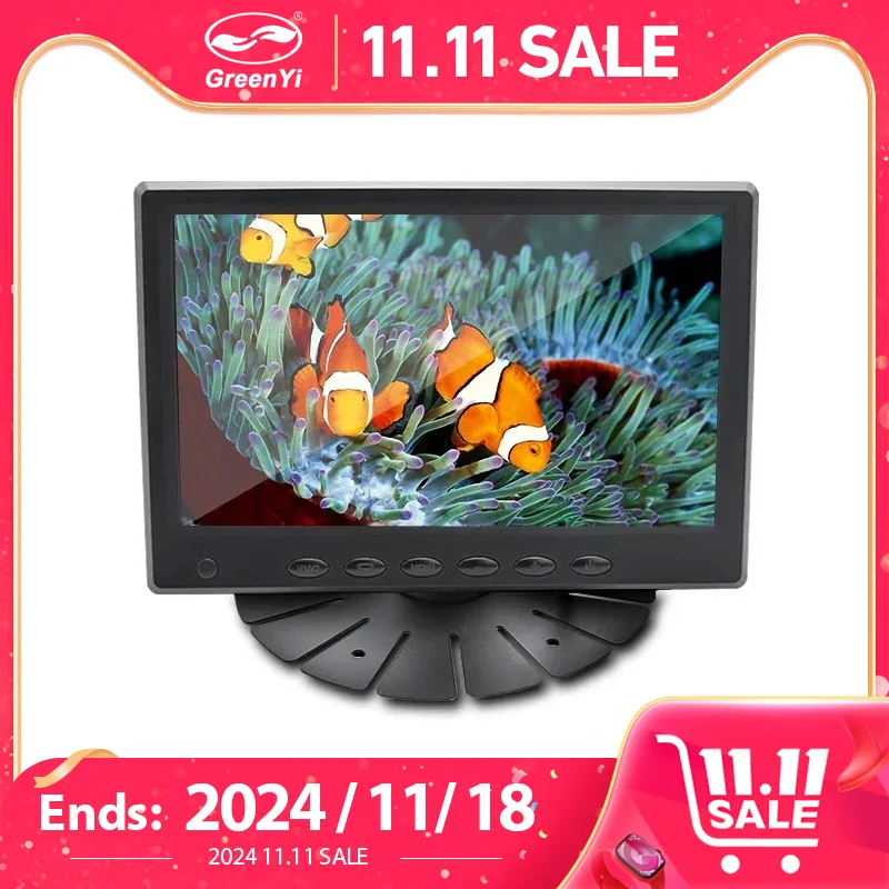 Car Parking Monitor 7 Inches IPS Quantum Screen AHD Monitor 1800CD QLED Display For Truck Car Parking Fishing Support 2CH AHD 1080P Camera