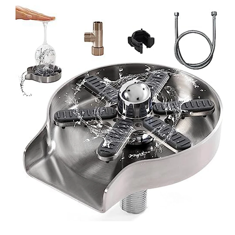 

Cup Rinser For Sink Rinser For Kitchen Sinks With 360°Rotating Jet,Kitche Sink Accessories Silver