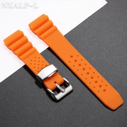 Silicone Men's Sports Diving Watch Band - Universal 20mm 22mm Strap - 22mm (Orange)