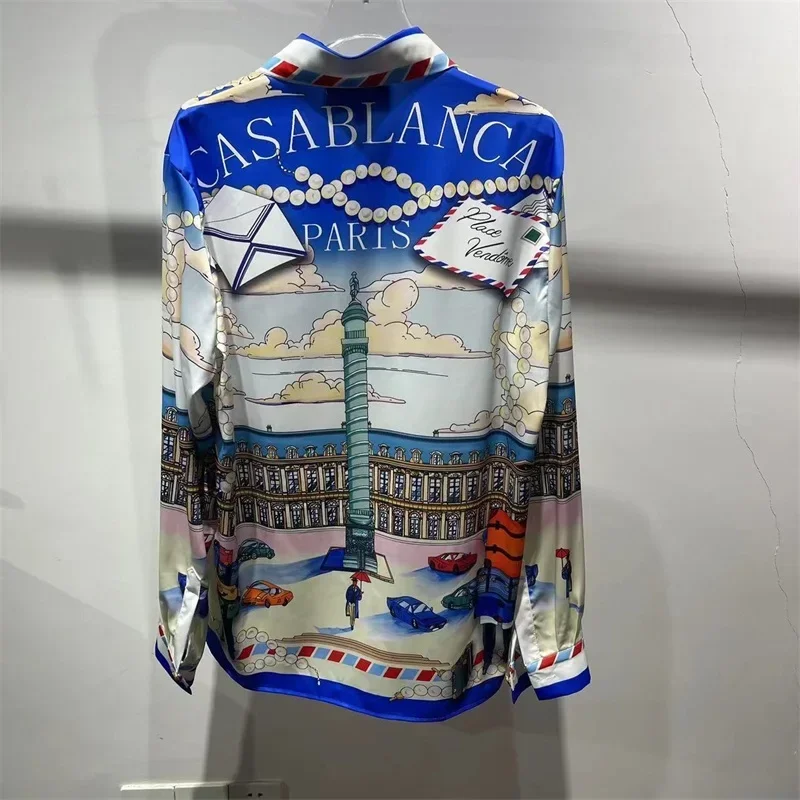 

2024ss Silk Casablanca Shirts Men Women 1:1 Top Quality Casual Oversized Hawaiian Shirts