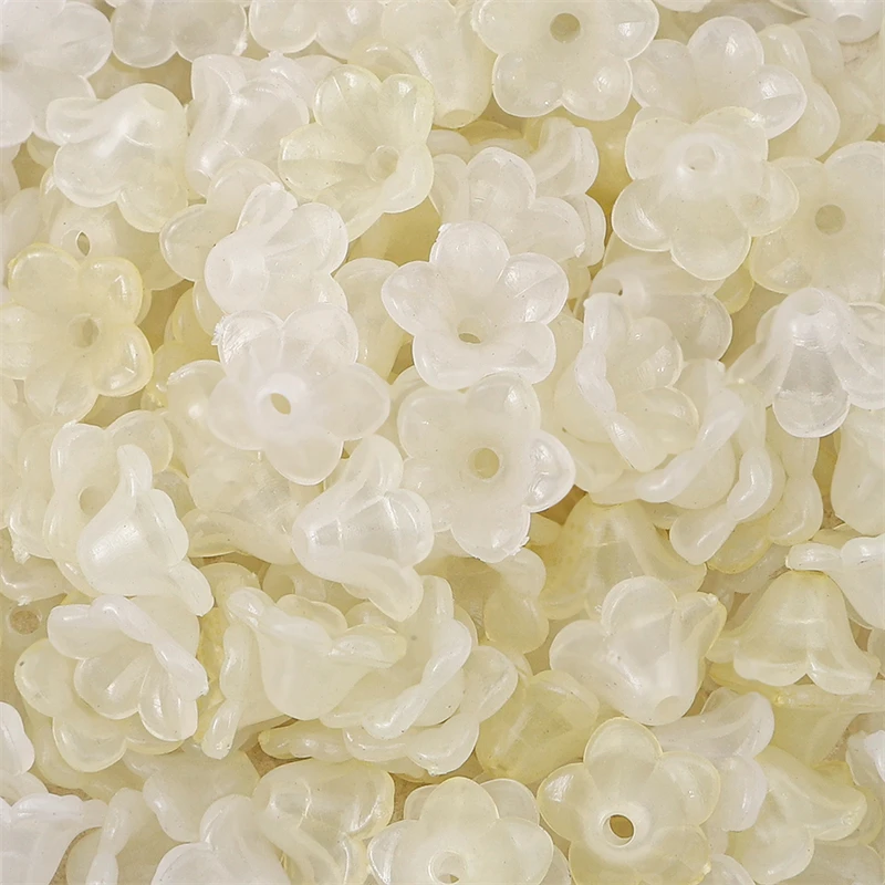 150 Perline Acriliche A Forma Di Fiore, Color Pastello Con Centro Colorato E Petali Trasparenti, 12mm, Foro 3mm, Per Creare Gioielli Fai Da Te - 4