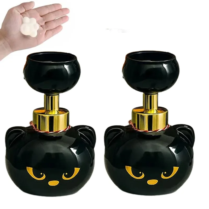 ที่กดสบู่โฟมรูปอุ้งเท้าแมวน่ารัก ตลก ขวดปั๊มสบู่โฟมรูปดอกไม้ ของขวัญสำหรับคนรักแมว สำหรับห้องน้ำและห้องครัว 1