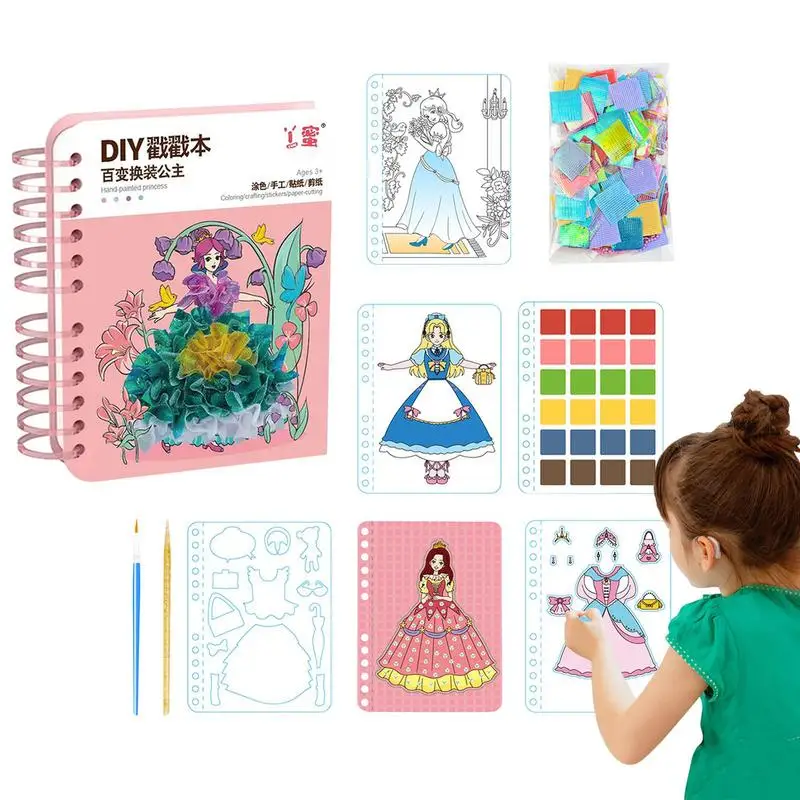 

Kids Dress Up Activity Book Kids Painting With Watercolor Kit Hand-Made DIY Children's Painting Hundred Change Dress For Birthda