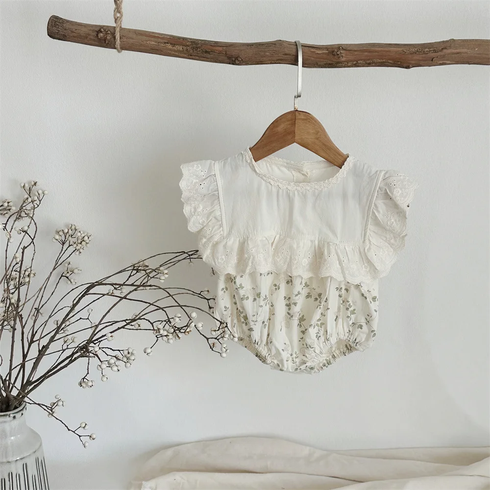 Cotton Baby Girl Bodysuits Summer Floral Onesie