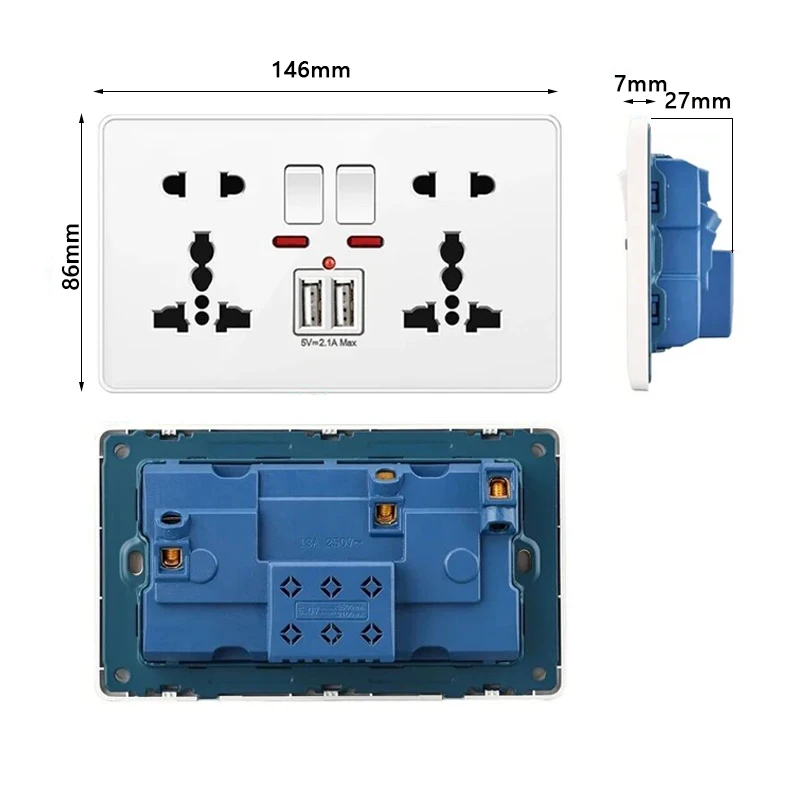 tomada de alimentacao dupla com carregador usb 03