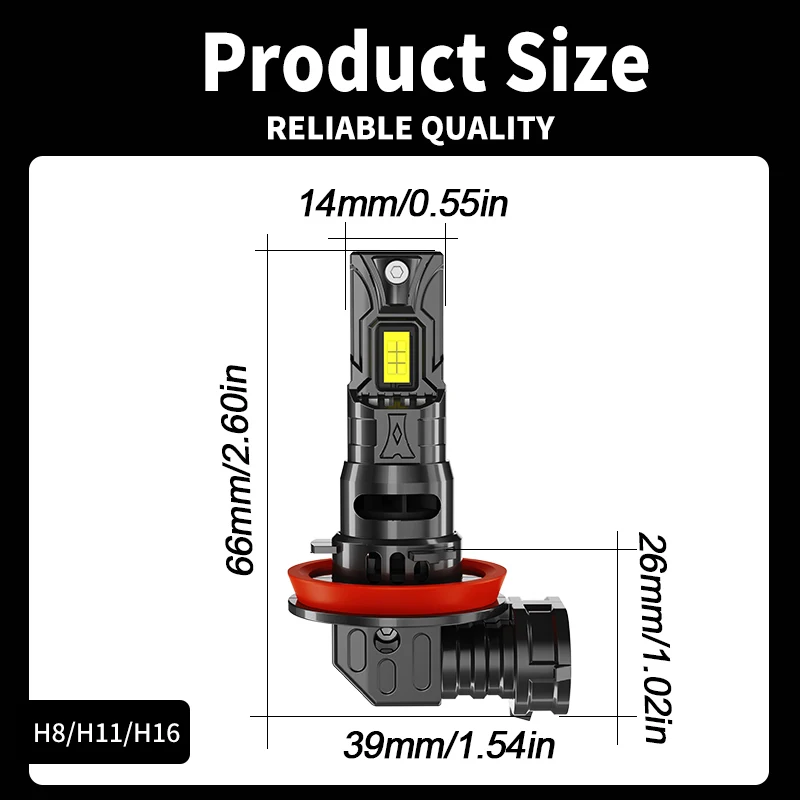 2PCS CANBUS H11 LED 헤드라이트 전구 12V 하이 로우 포그라이트 팬 플러그 앤 플레이 닛산 MICRA 5 (K14) 2016-2023 2017 2018 2019