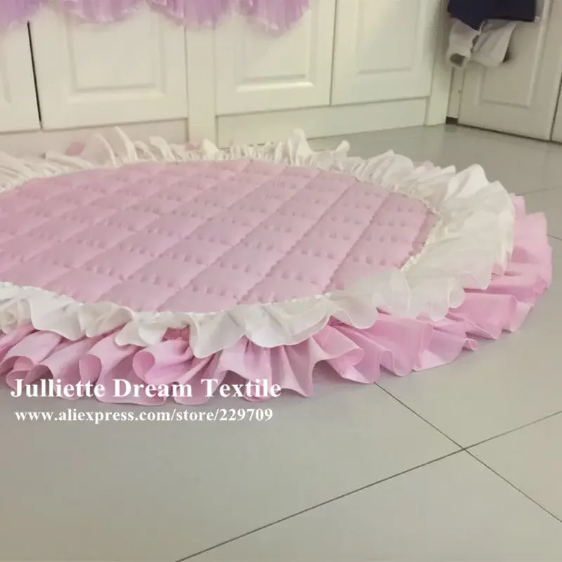 Round Ruffle Carpets for Living Room, Princess Bedroom Carpet, Custom Rug, Home Decoration 3