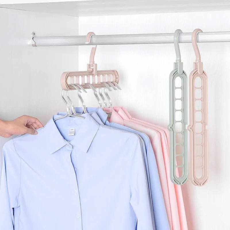 

4pcs 9-hole Clothes Organizer Space Save Hanger Multi-function Fold Magic Hanger Drying Racks Scarf Baby Clothes Coat Storage