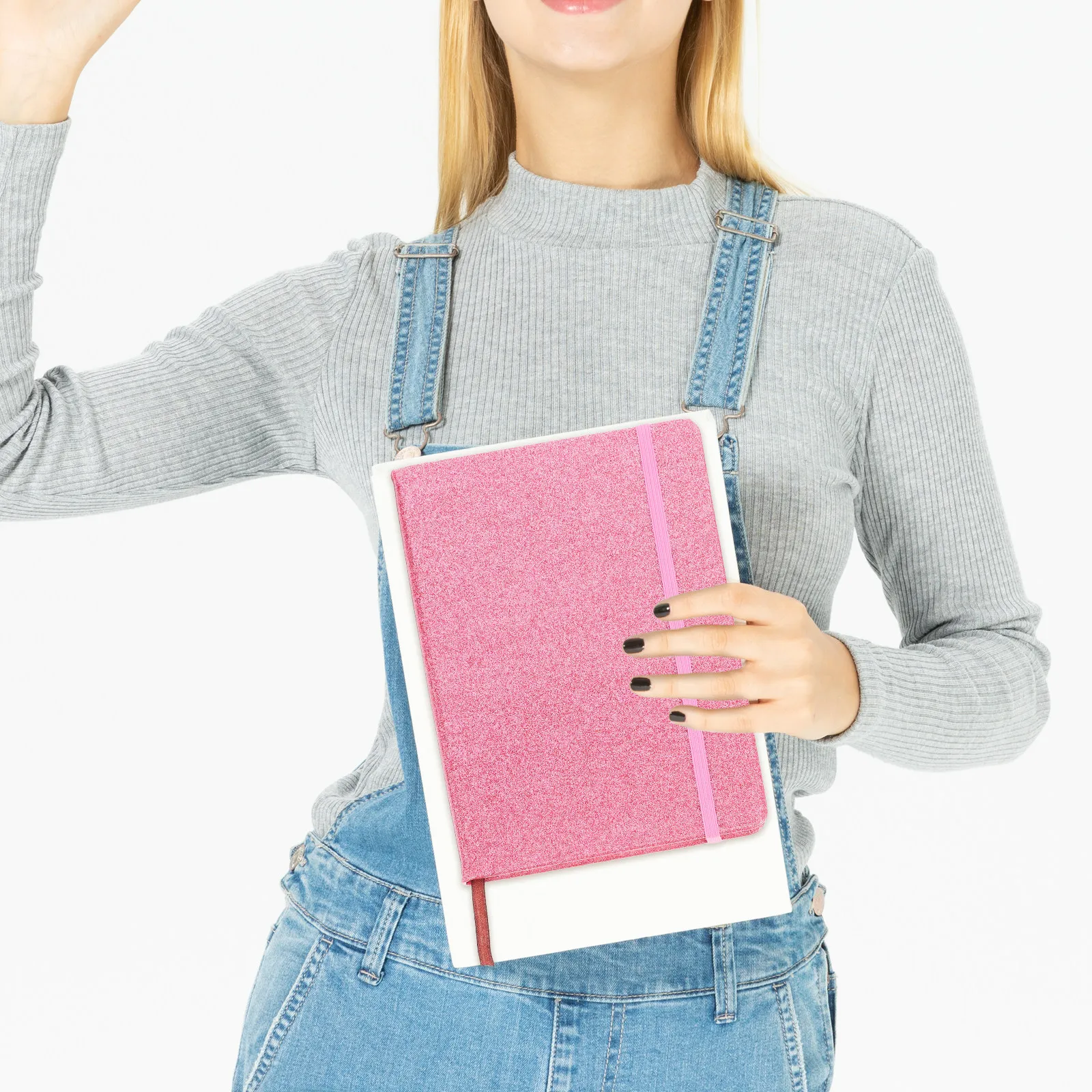 하드커버 글리터리 A5 노트, 탄성 밴드형, 펼침형, 방수, 반짝이 저널, 여행, 일상 계획, 비즈니스용