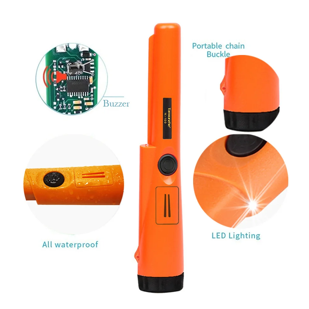 Metal Detector TC-100 Pinpointing Pointer GP-pointer Gold Target Static Alarm IP68 Waterproof With Bracelet